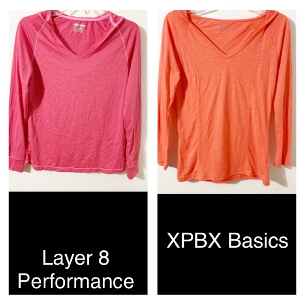 Athletic Bundle XPBX Basics and Layer 8 Performance Hooded Long Sleeve Tops 🩷🧡